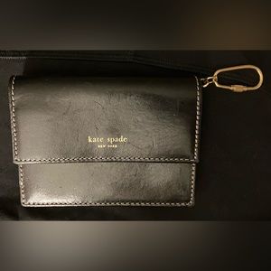 Kate Spade Wallet Black Leather/Natural Cardholder w Ring Made In Italy 2010 NEW
